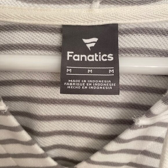 Detroit Lions Fanatics Women's Striped Notch Neck Pullover Hoodie - White/Gray - Picture 3 of 9